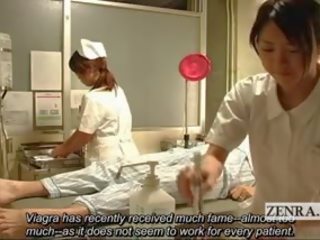 Subtitled CFNM Japanese Nurses Hospital Handjob Cumshot