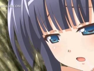 Utendørs hardcore faen scene med anime tenåring skitten film dukke